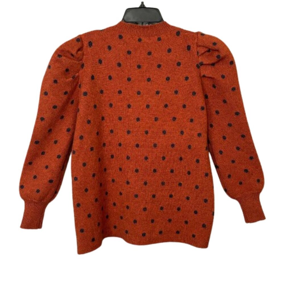 NWT Andthewhy Rust Black Puffed Sleeve Cozy Fall Knit Sweater SZ S/M - Picture 5 of 12